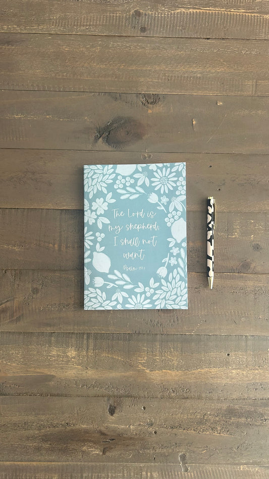 Psalm 23:1 A5 Notebook - The Lord is my shepherd; I shall not want