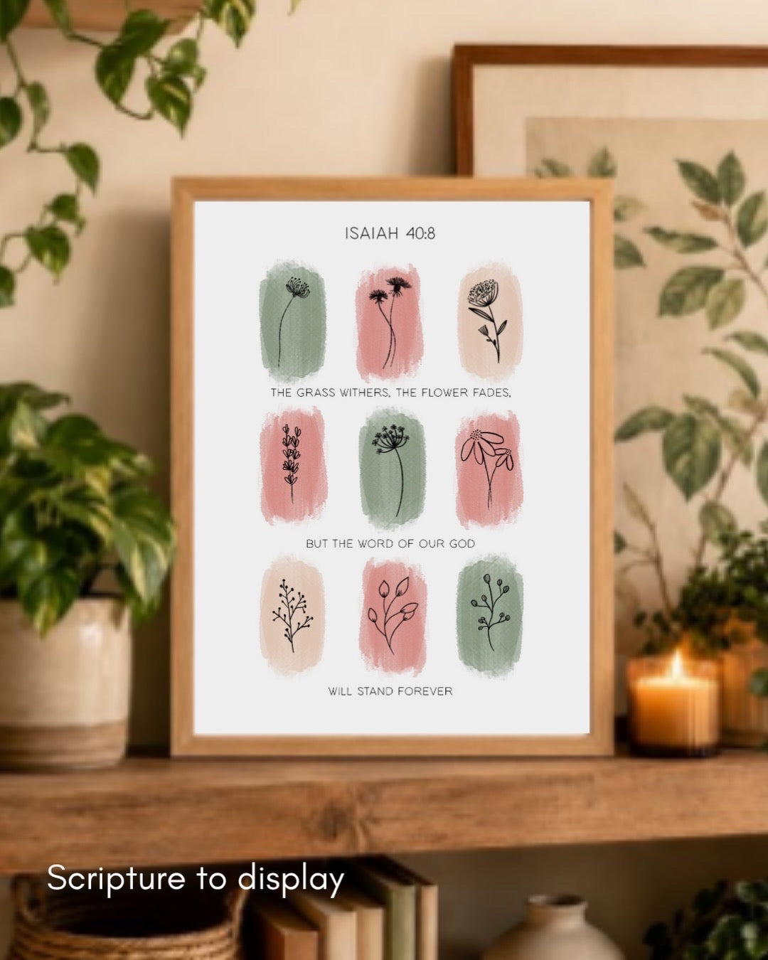 Isaiah 40:8 - Floral sketches Bible verse print