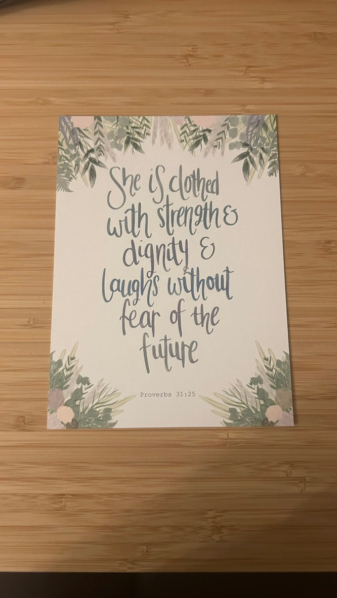 IMPERFECT - Proverbs 31 v 25 - Bible verse print - She is clothed with strength and dignity (Copy)