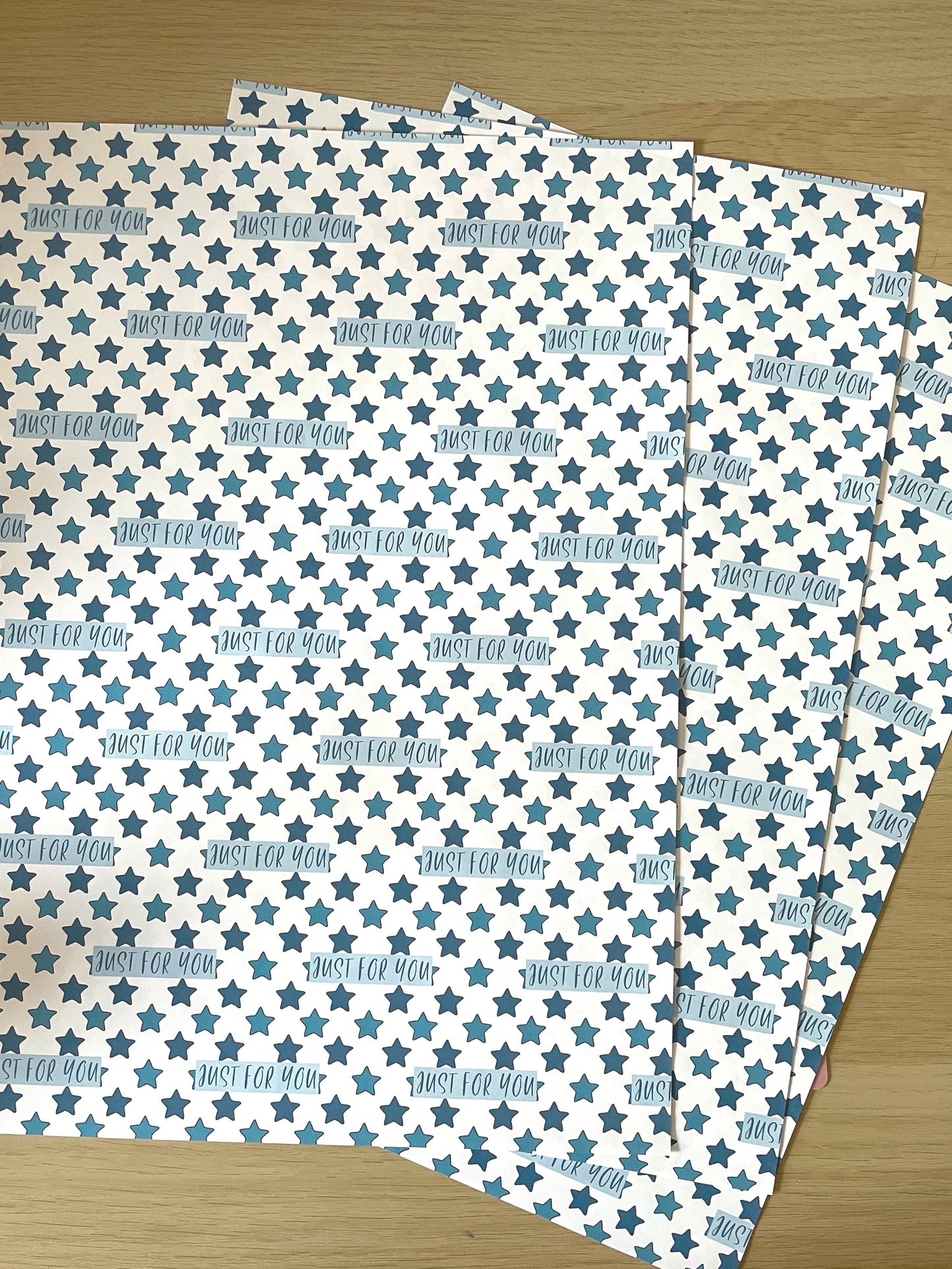 Just for you Blue Stars Wrapping Paper