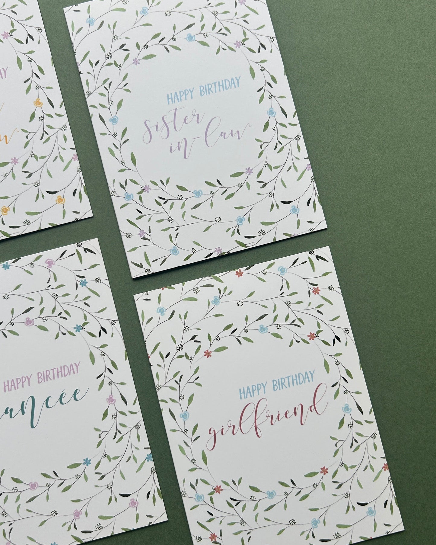 Floral Wreath Birthday card for Sister In Law