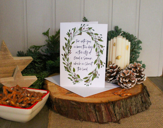 FOR UNTO YOU IS BORN THIS DAY IN THE CITY OF DAVID CHRIST THE LORD CARD GREETING CARD