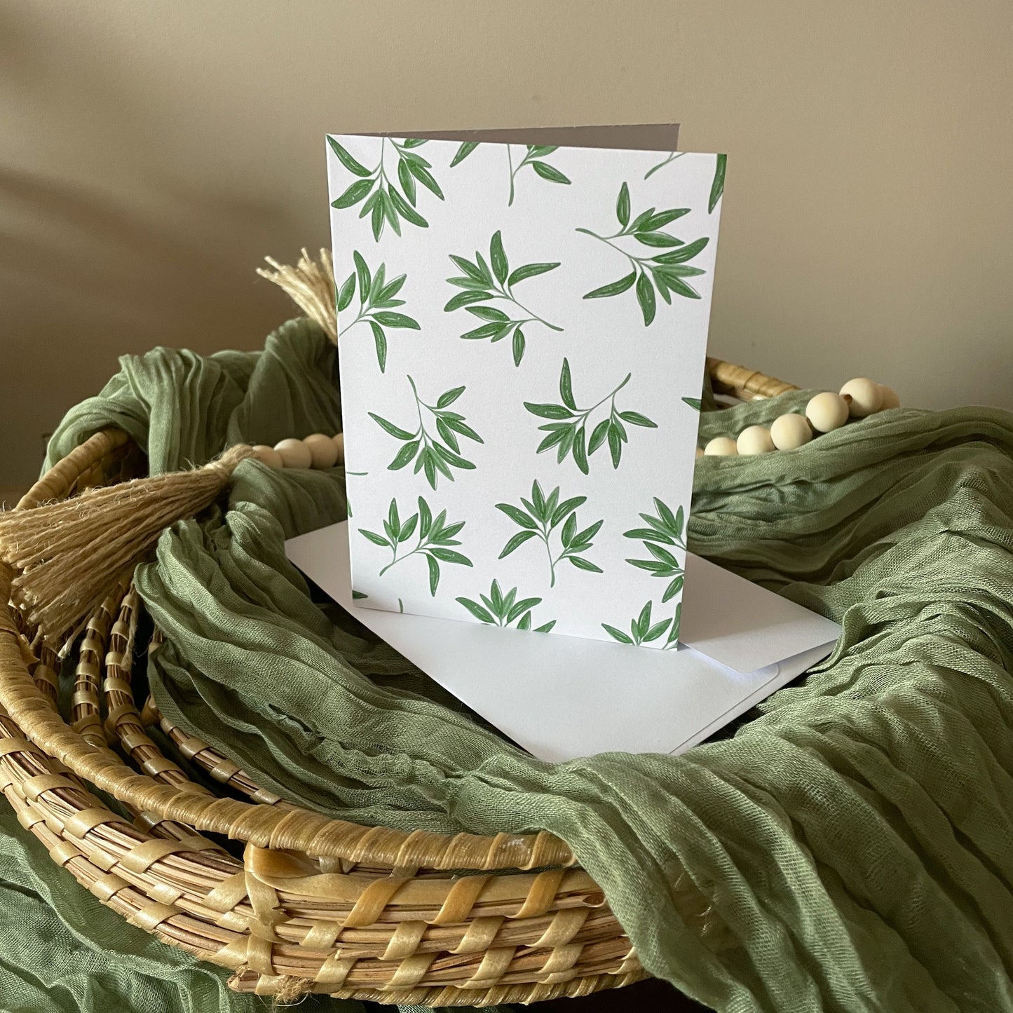 sage leaves pattern blank card