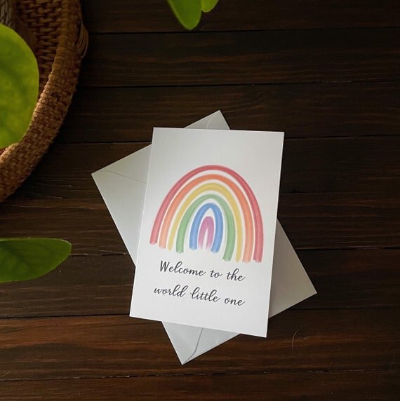 Rainbow new baby card