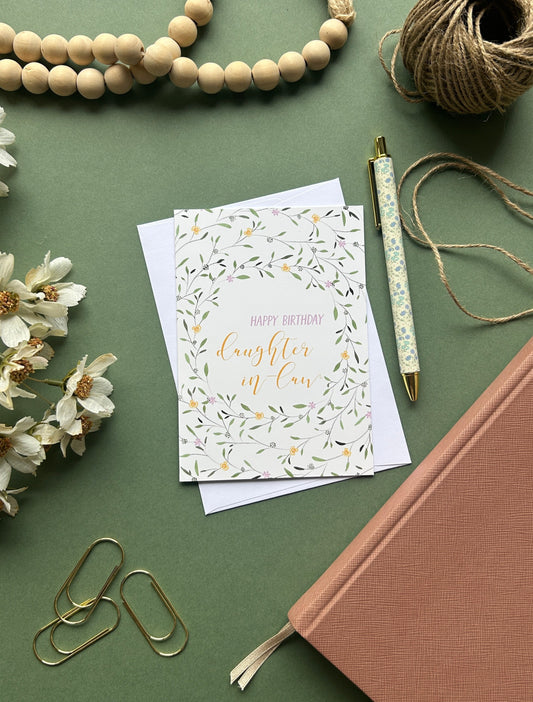 Floral Wreath Birthday card for Daughter In Law