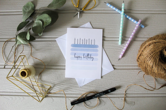 Blue Birthday cake card