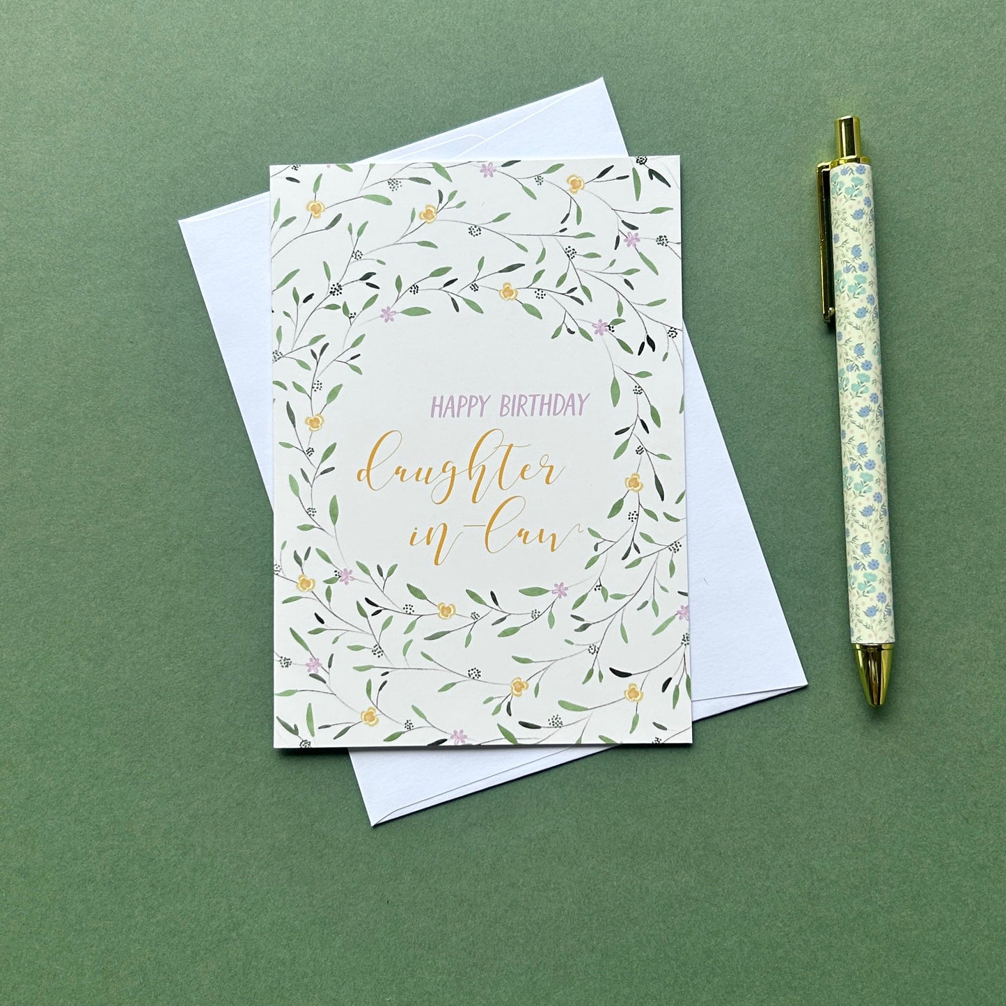 Floral Wreath Birthday card for Daughter In Law