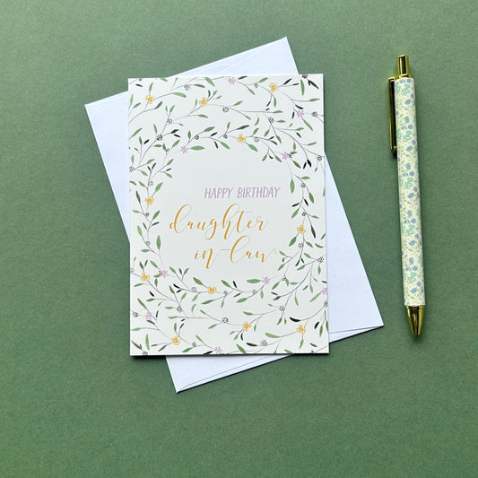 Floral Wreath Birthday card for Daughter In Law