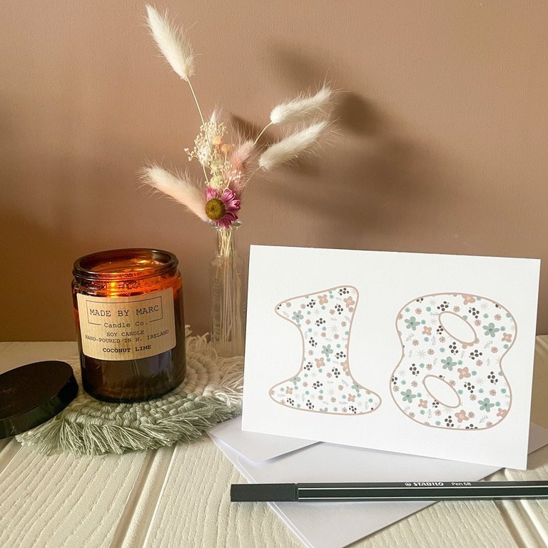 Age 18 birthday card anniversary card. Eighteenth 18th birthday