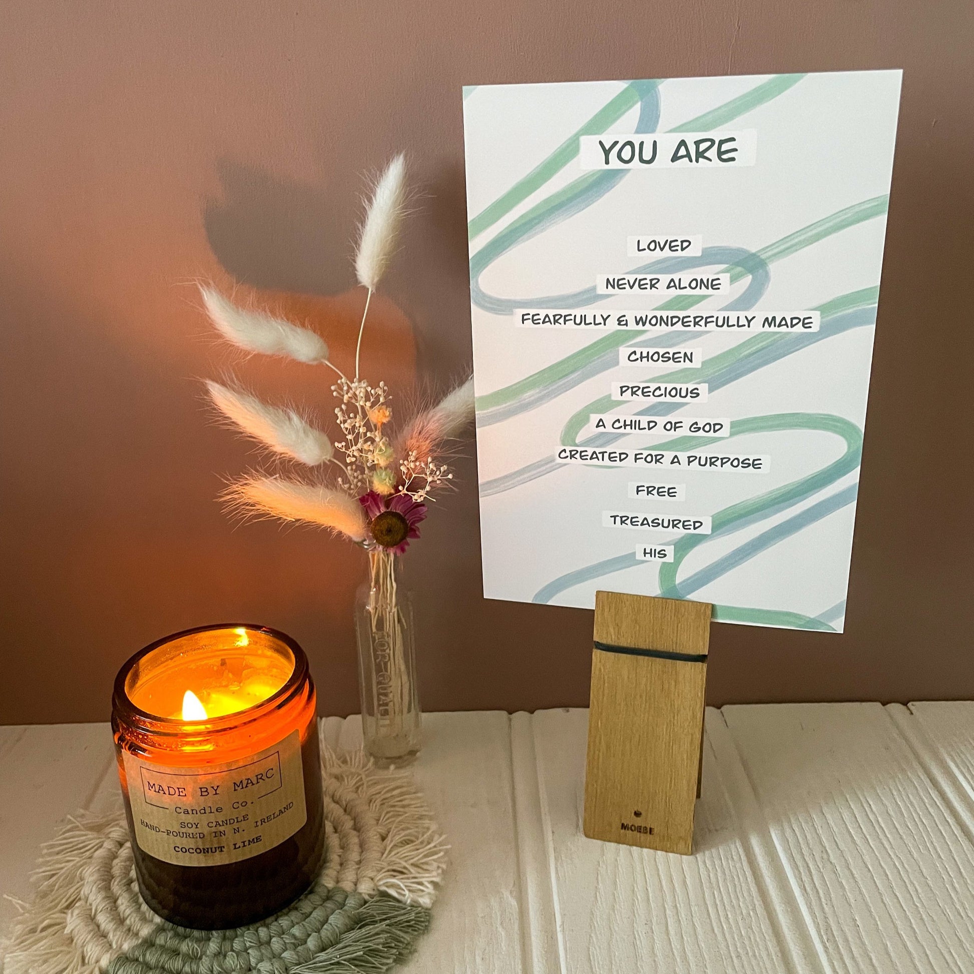 Promises of God print in blue and green