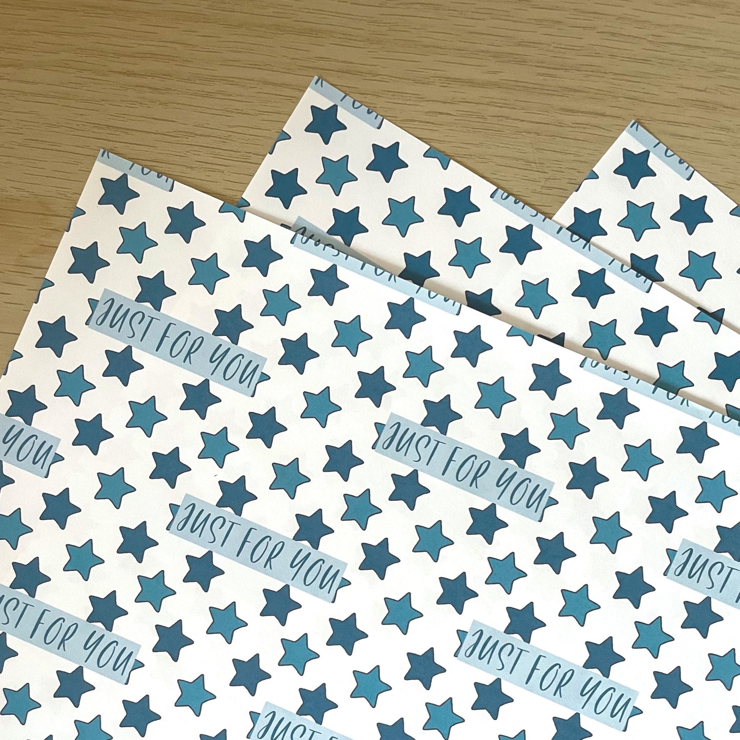Just for you Blue Stars Wrapping Paper