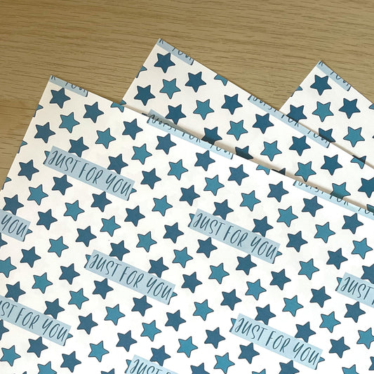 Just for you Blue Stars Wrapping Paper