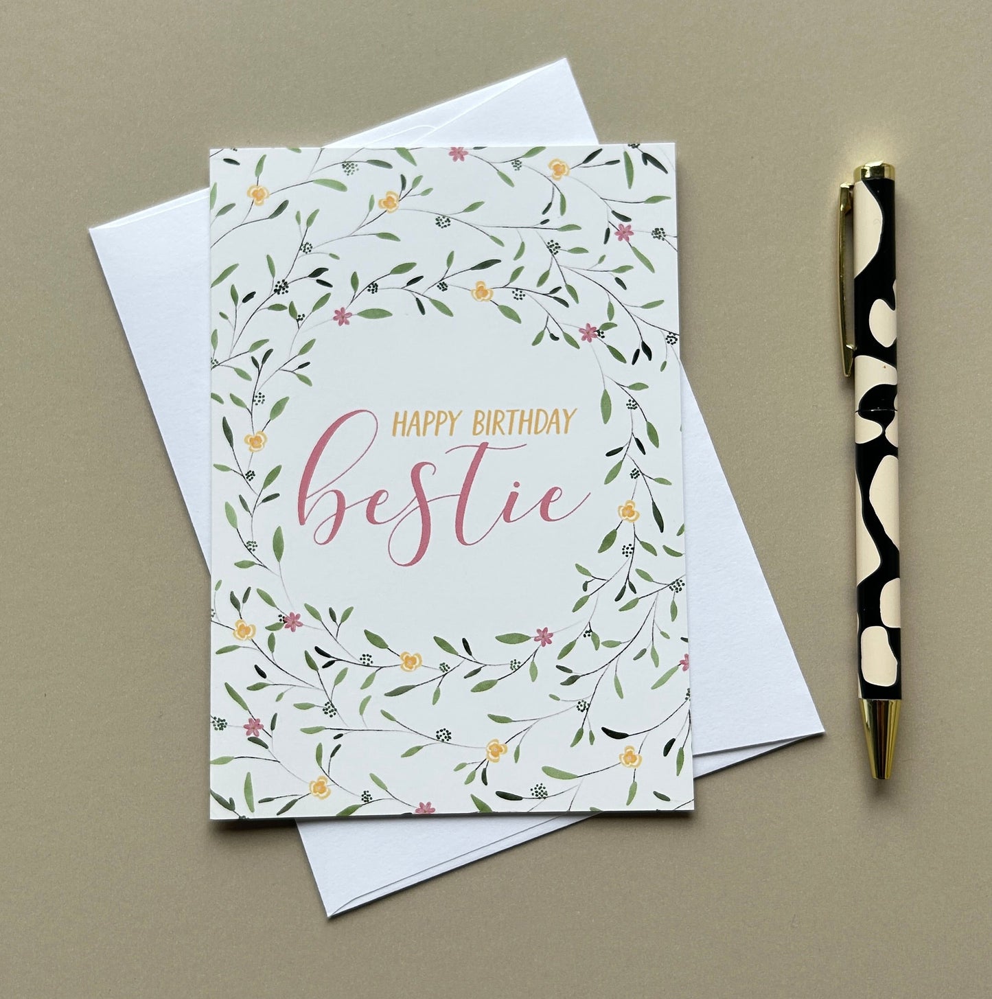 Floral Wreath Birthday card for Bestie