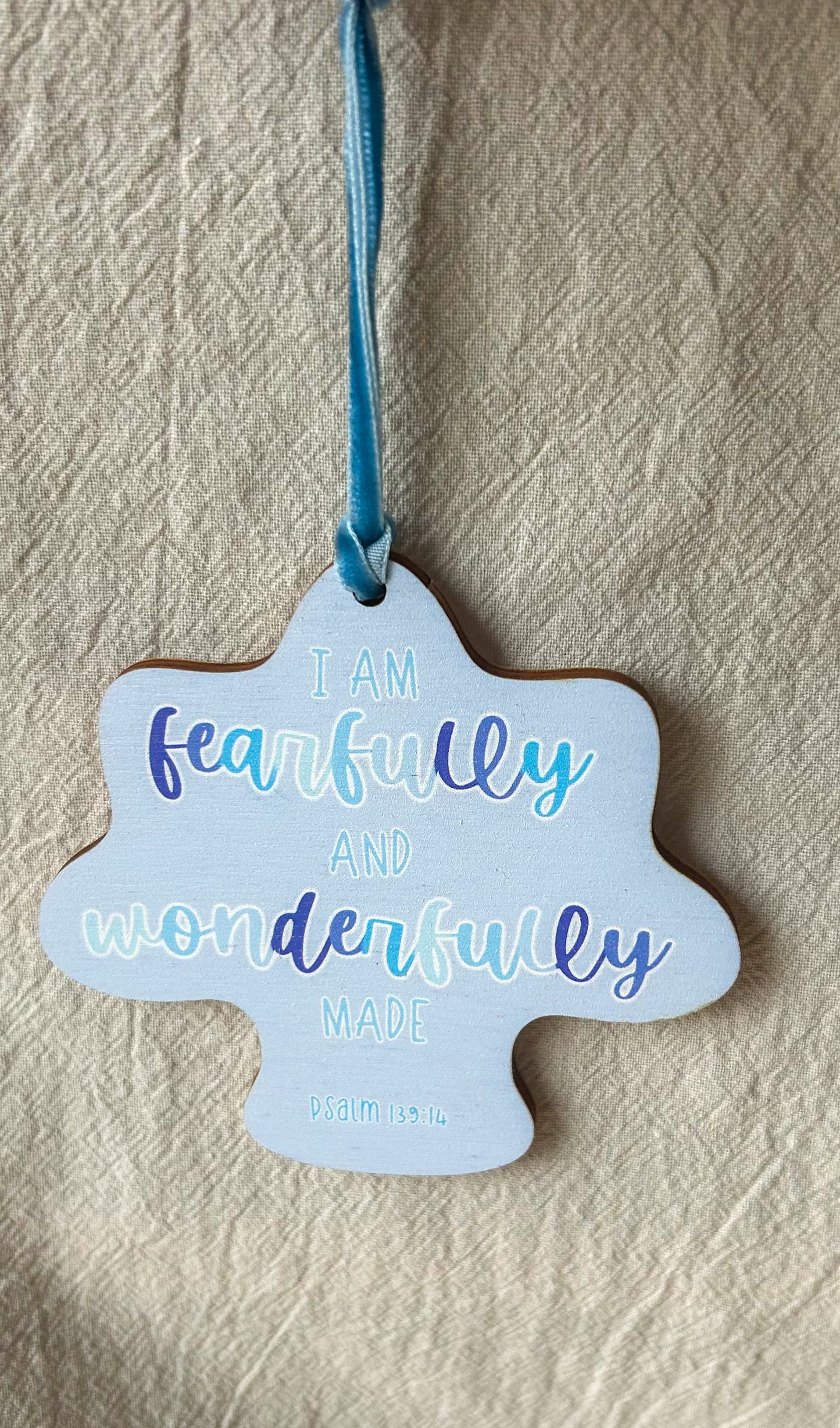 Psalm 139v14 BLUE Hanging Decoration