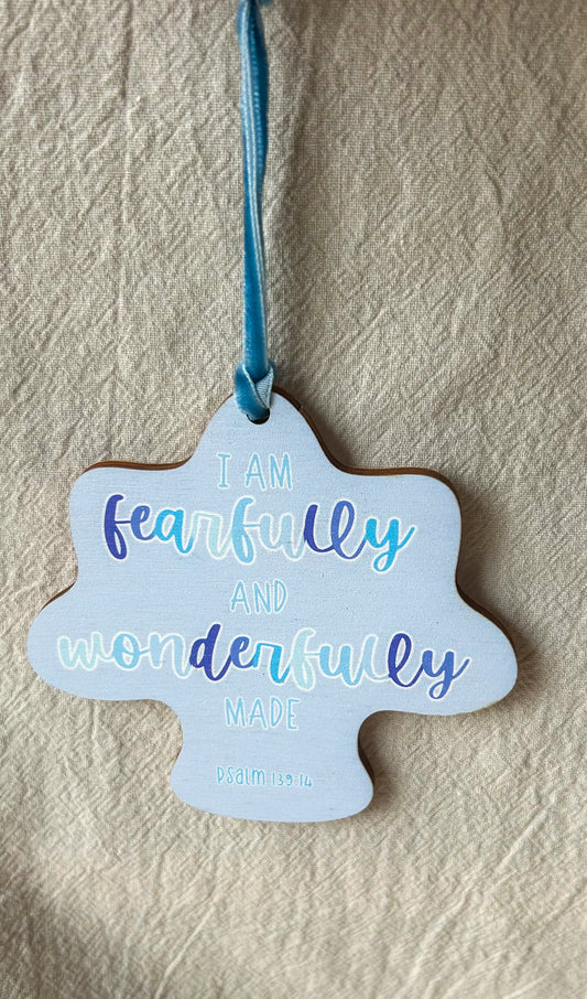 Psalm 139v14 BLUE Hanging Decoration