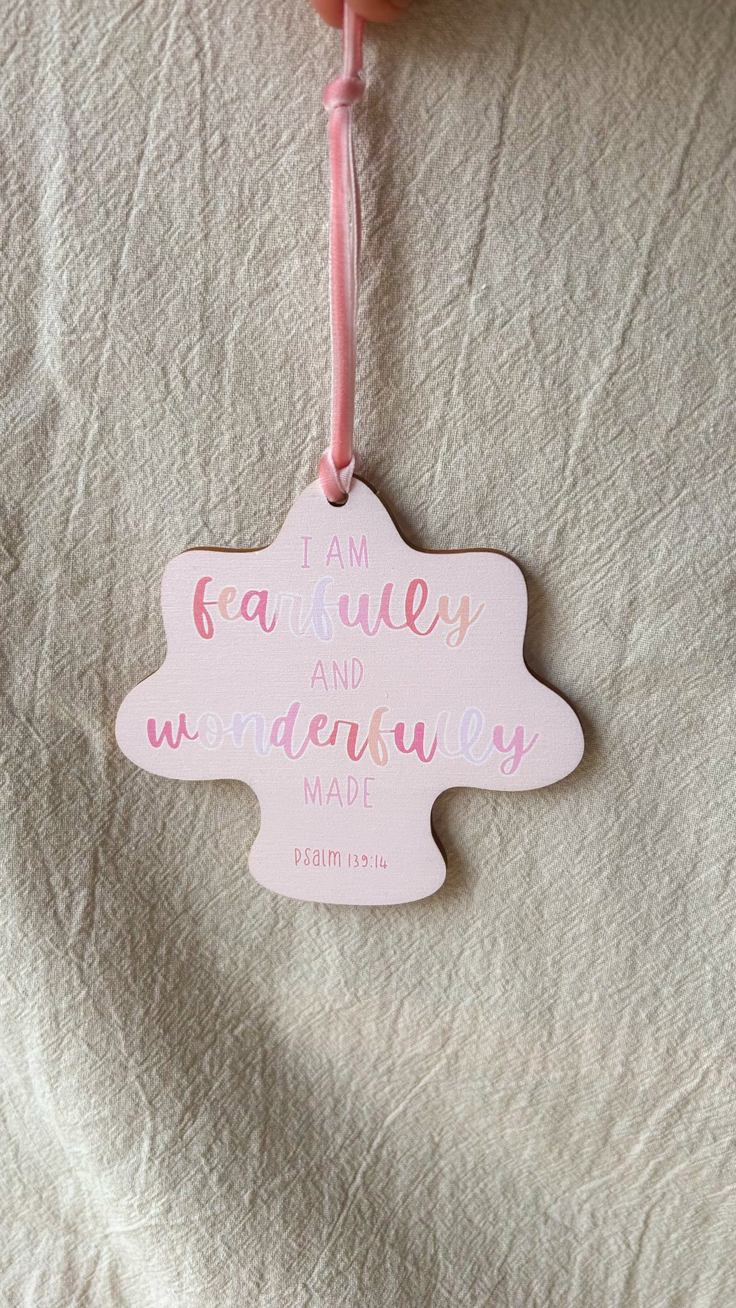 Psalm 139v14 PINK Hanging Decoration
