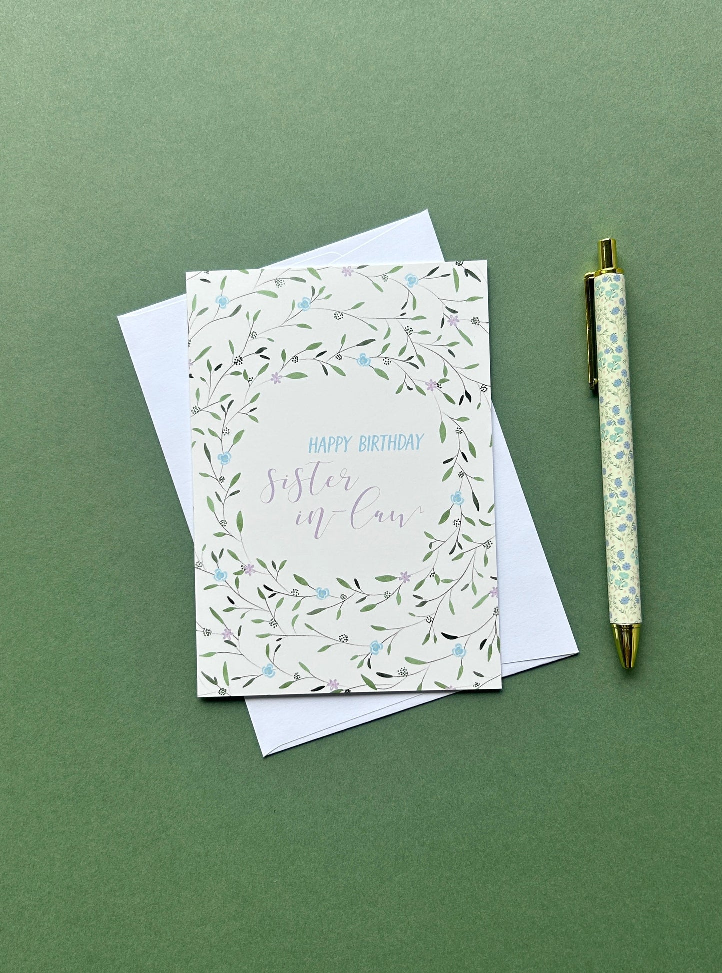Floral Wreath Birthday card for Sister In Law