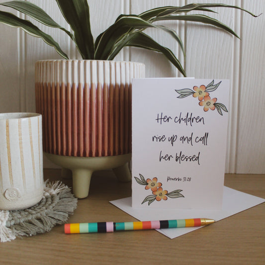 Bible verse card - Proverbs 31 v 28