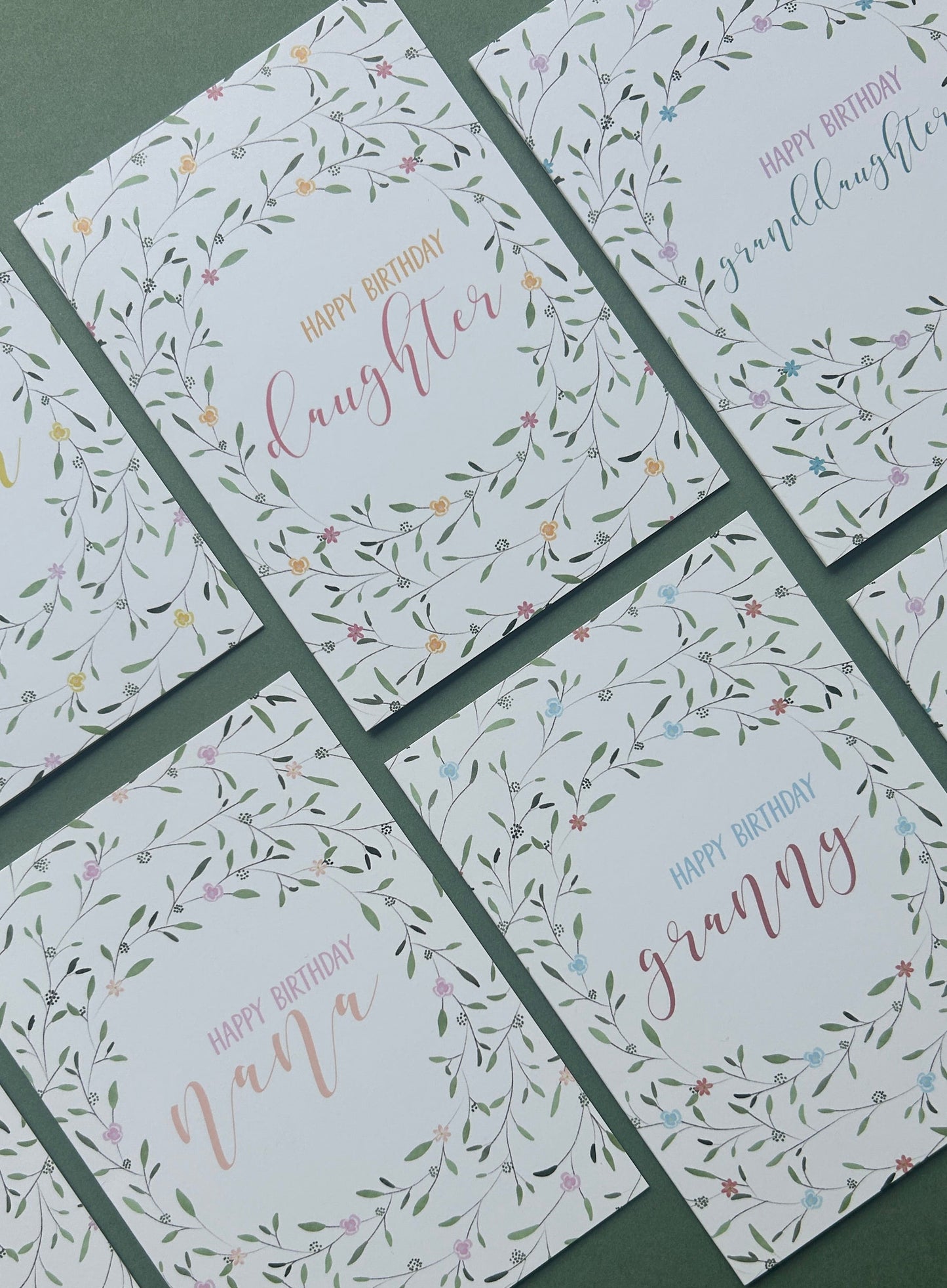Floral Wreath Birthday card for Granny