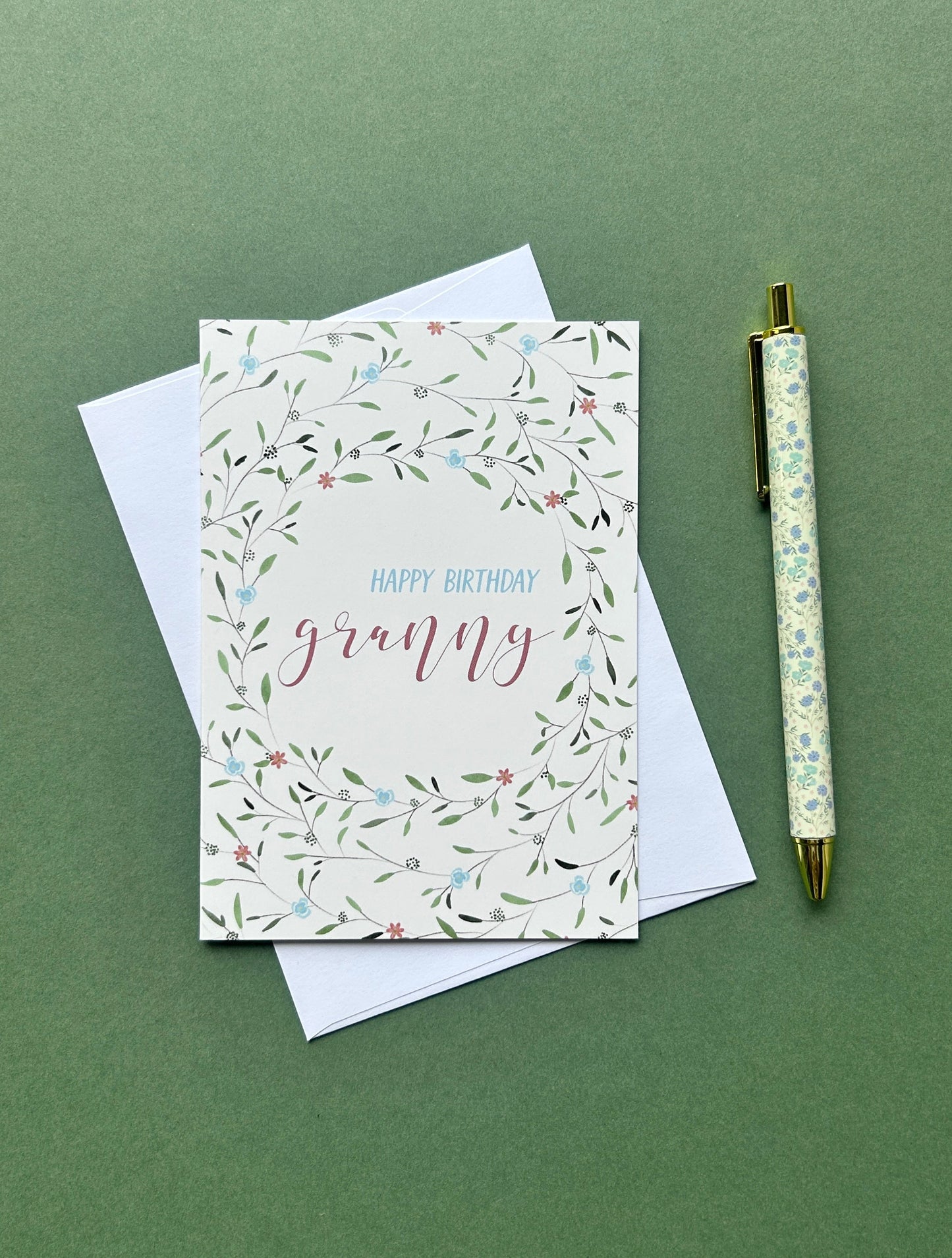 Floral Wreath Birthday card for Granny