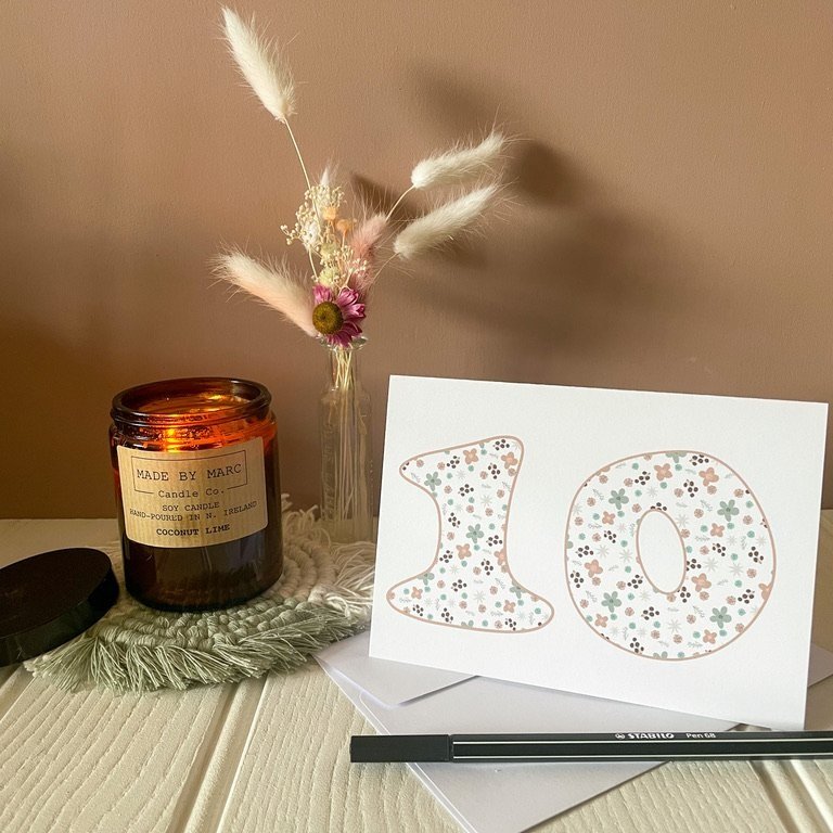 Age 10 birthday card anniversary card. Tenth 10th birthday