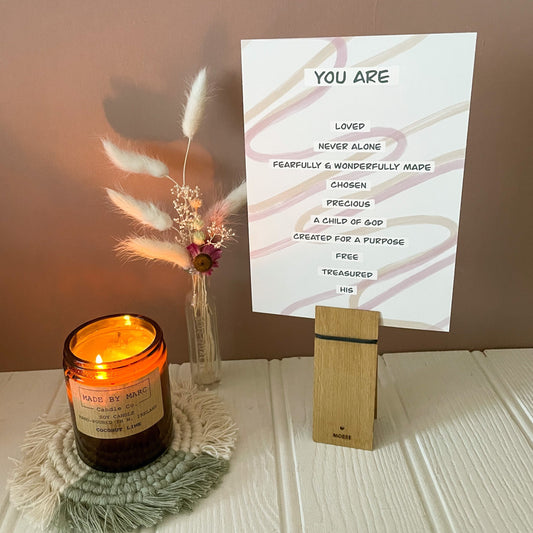 Promises of God print in pink and orange