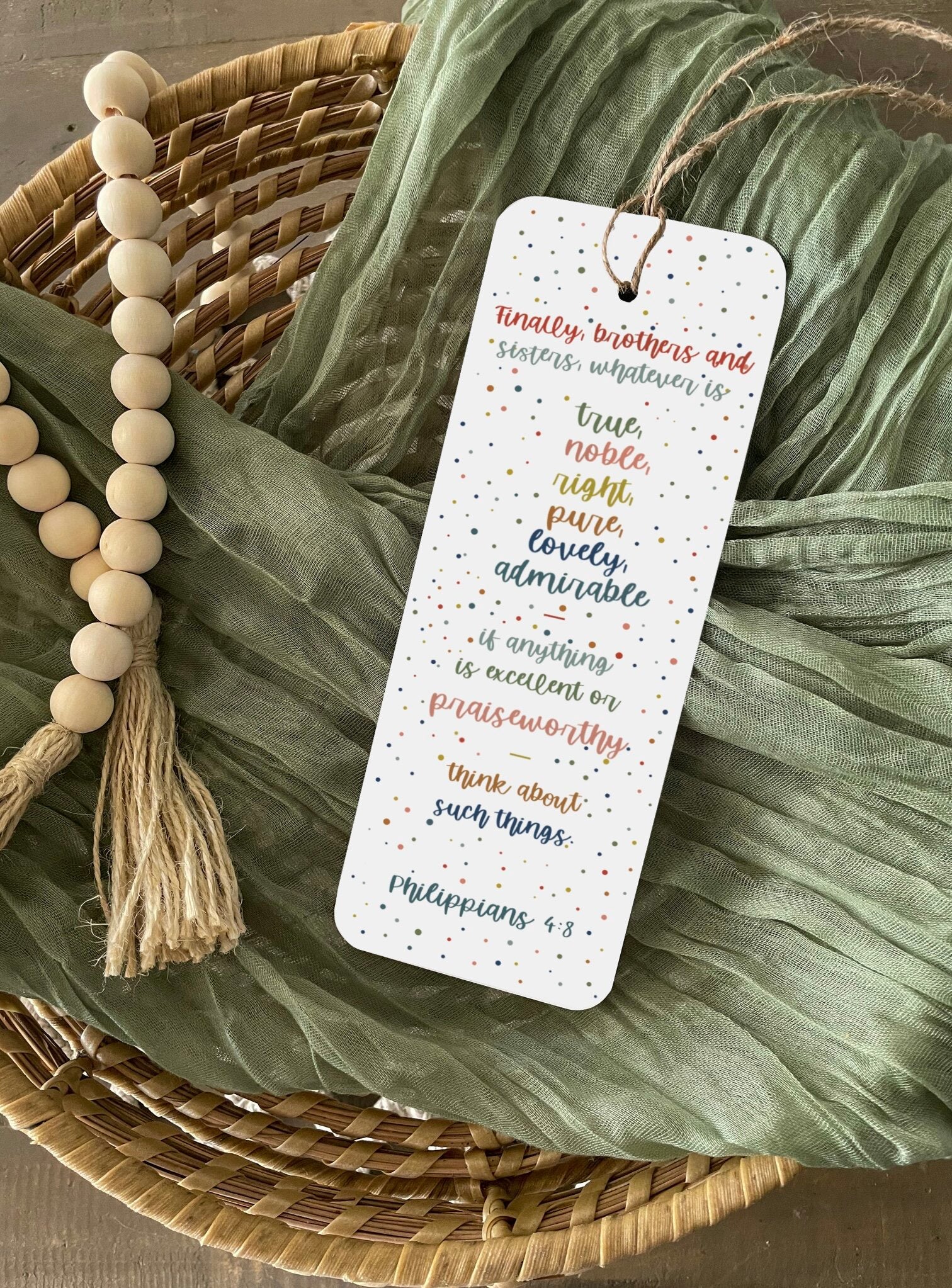 Philippians 4v8 bible verse bookmark