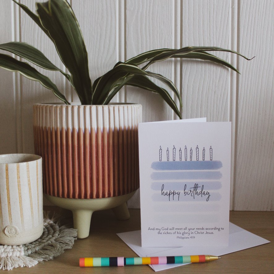 Bible verse birthday cake card - Philippians 4v19