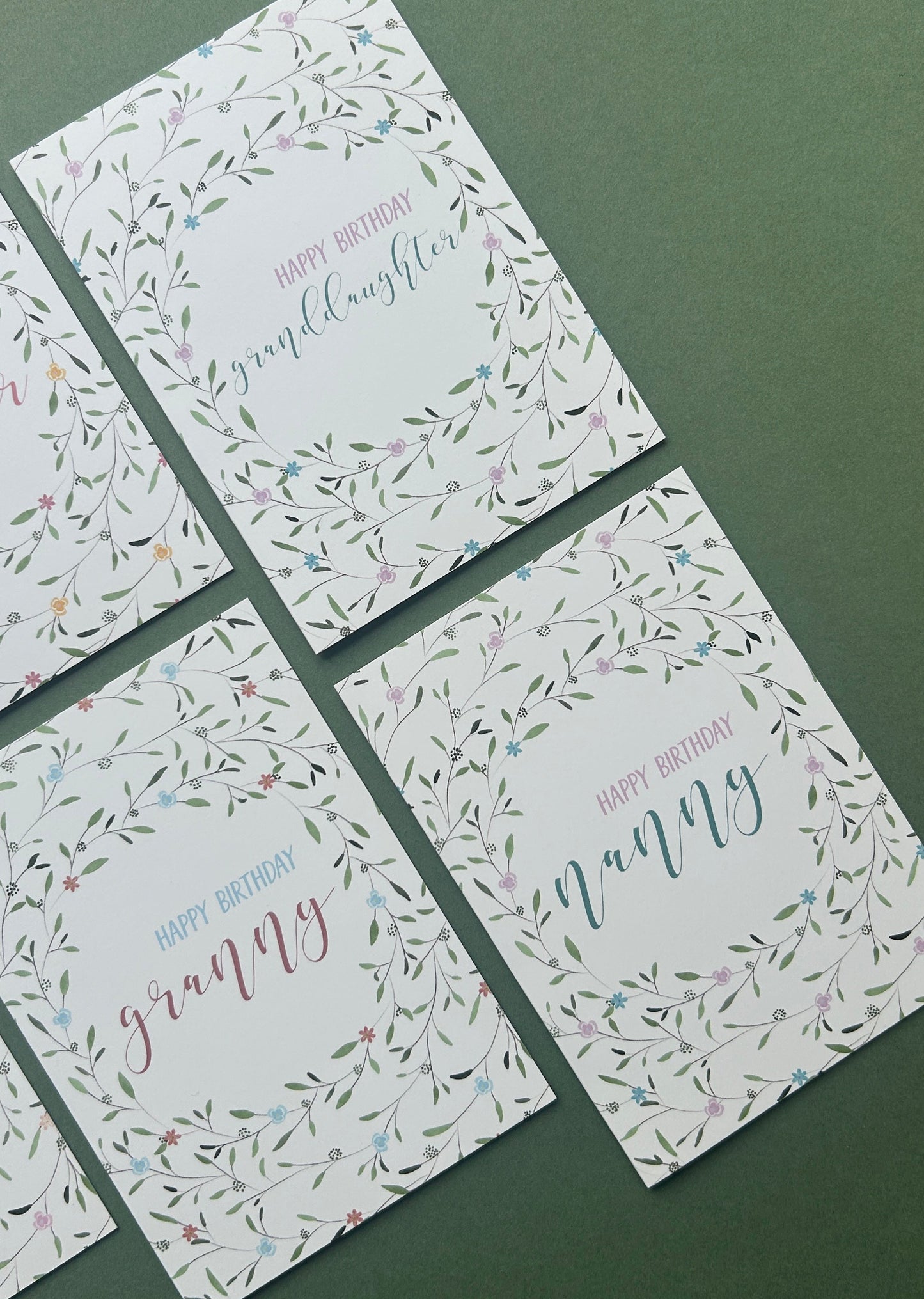 Floral Wreath Birthday card for Nanny