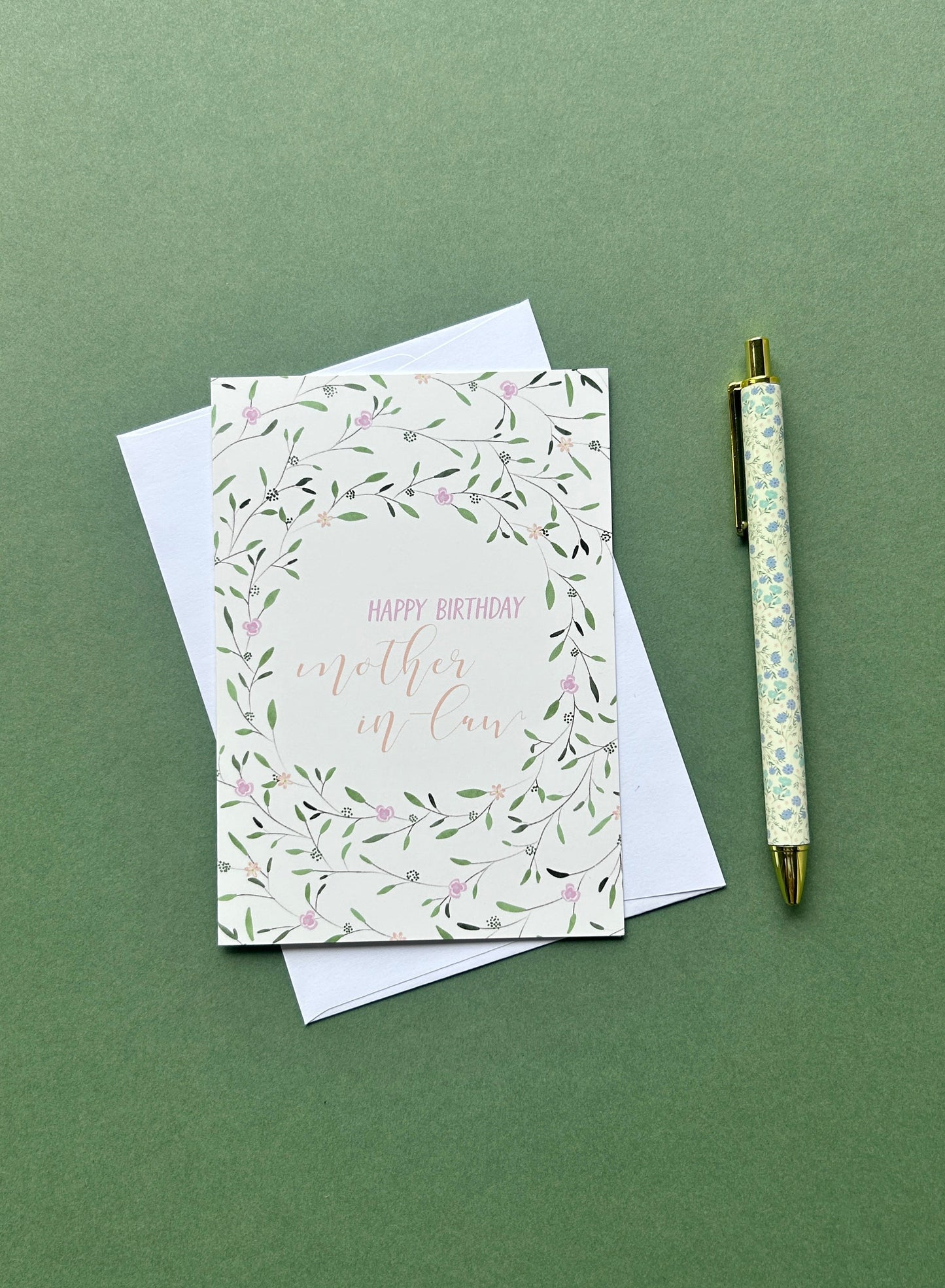 Floral Wreath Birthday card for Mother In Law