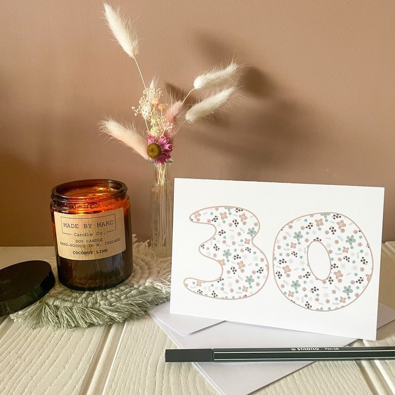 Liberty Inspired Floral Age Specific Birthday card