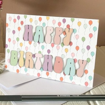 Retro balloons birthday card
