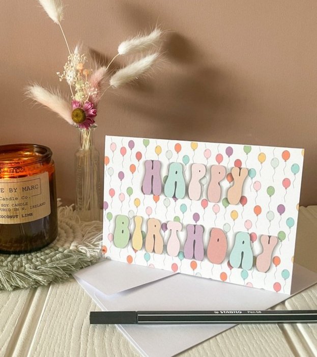 Retro balloons birthday card