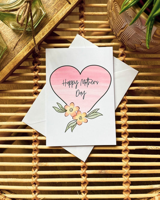Happy Mothers Day - Heart and flowers design