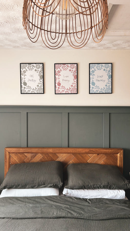 Micah 6:8 - Set of 3 Bible verse prints