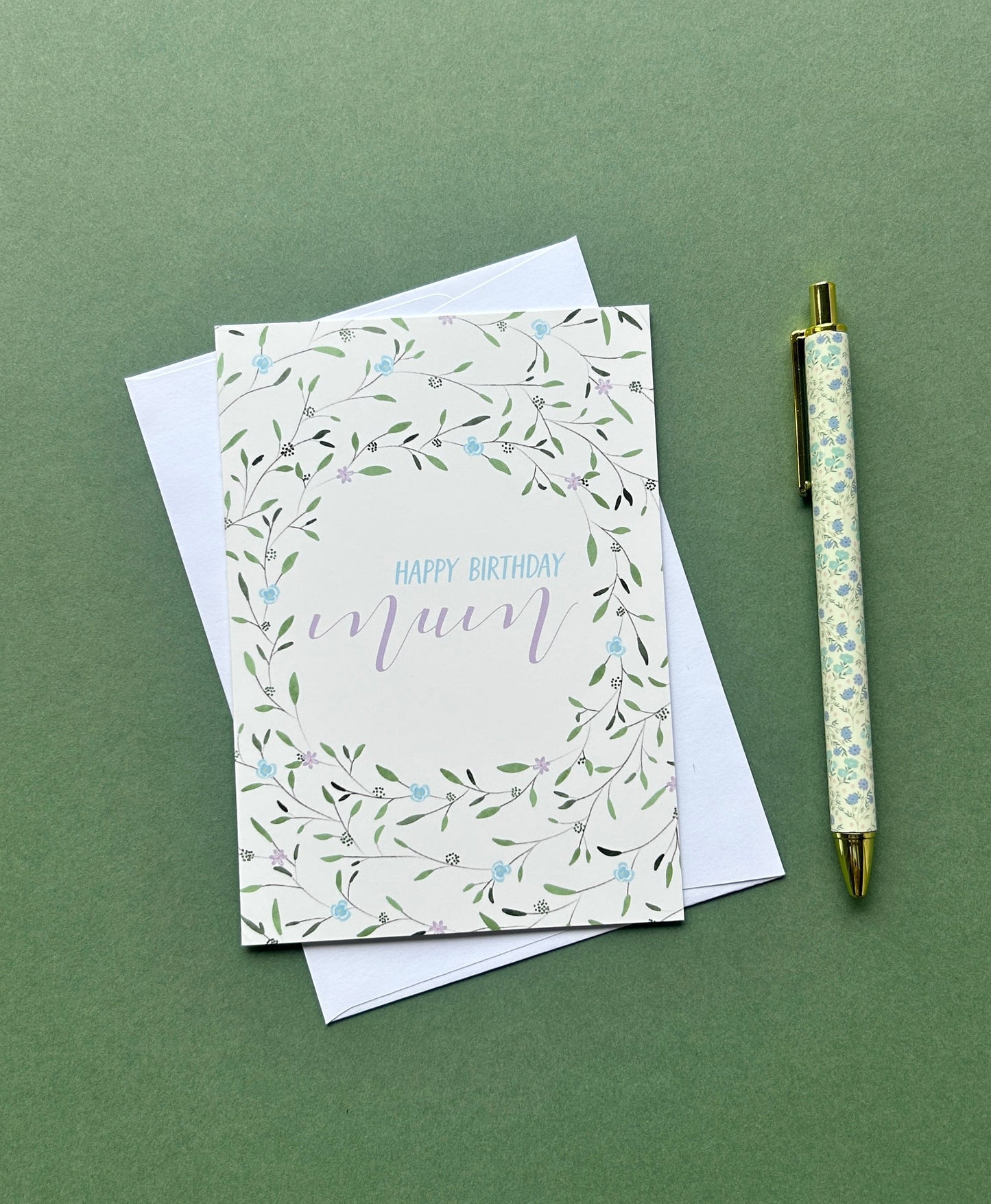 Floral Wreath Birthday card for Mum