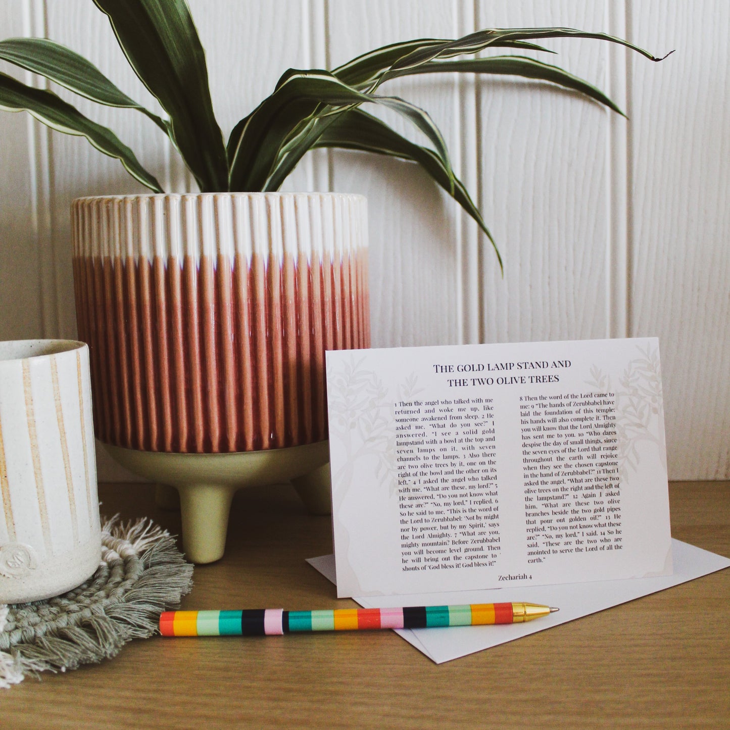Bible passage card - Zechariah 4 - The gold lampstands and the two olive trees
