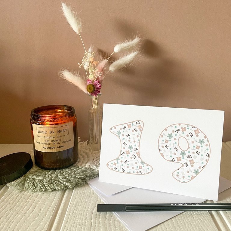 Age 19 birthday card anniversary card. Nineteenth 19th birthday