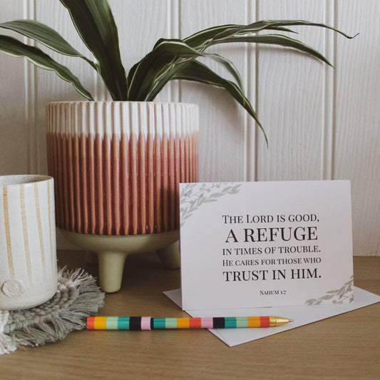 Bible verse card - Nahum 1 v 7