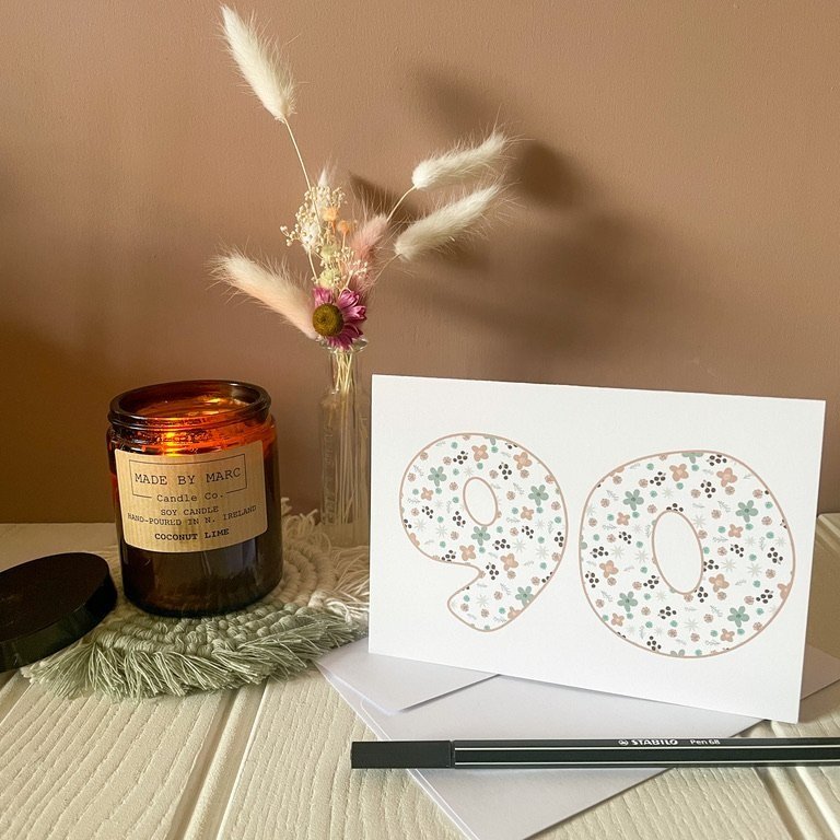 Age 90 birthday card. Ninetieth 90th birthday