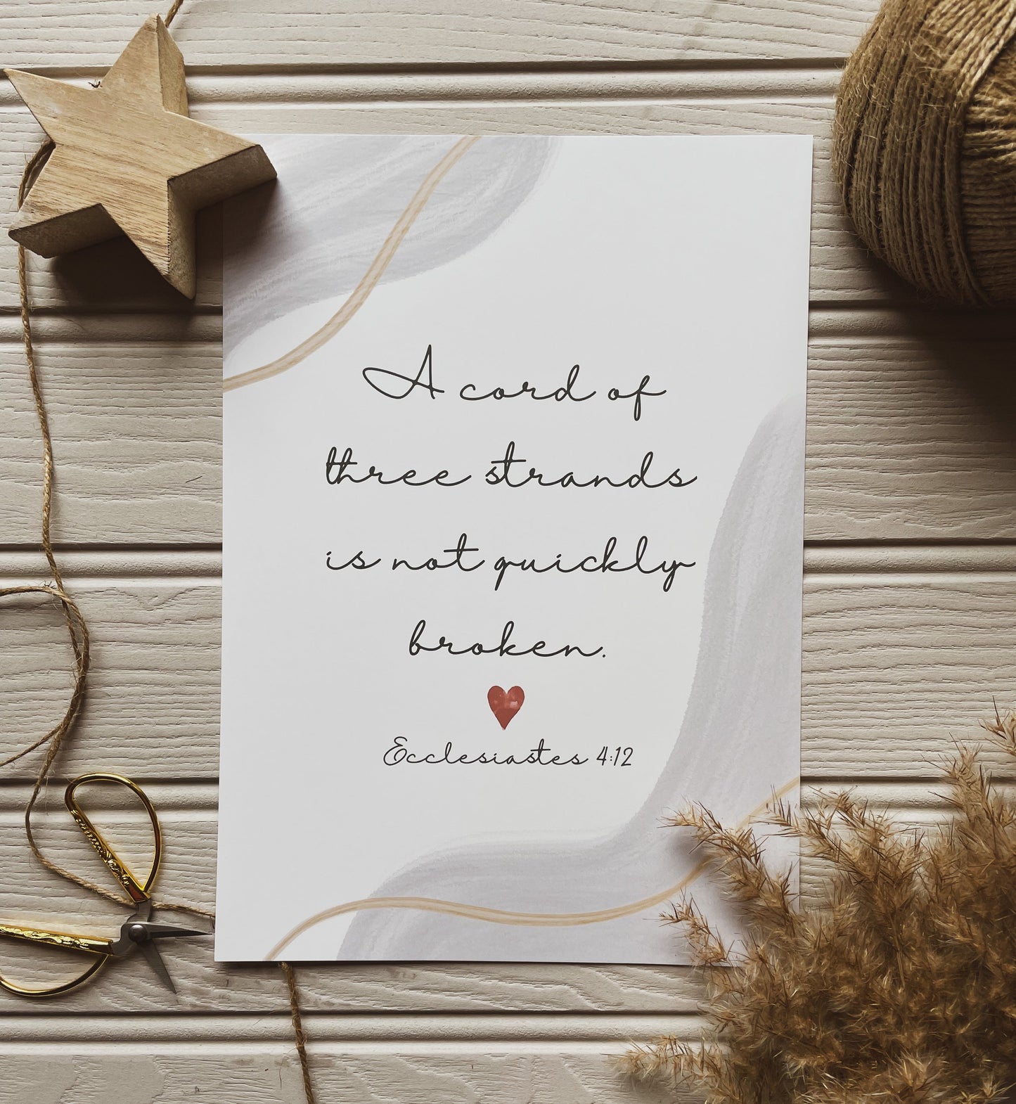 A cord of three strands is not quickly broken - Bible verse print - Ecclesiastes 4v12