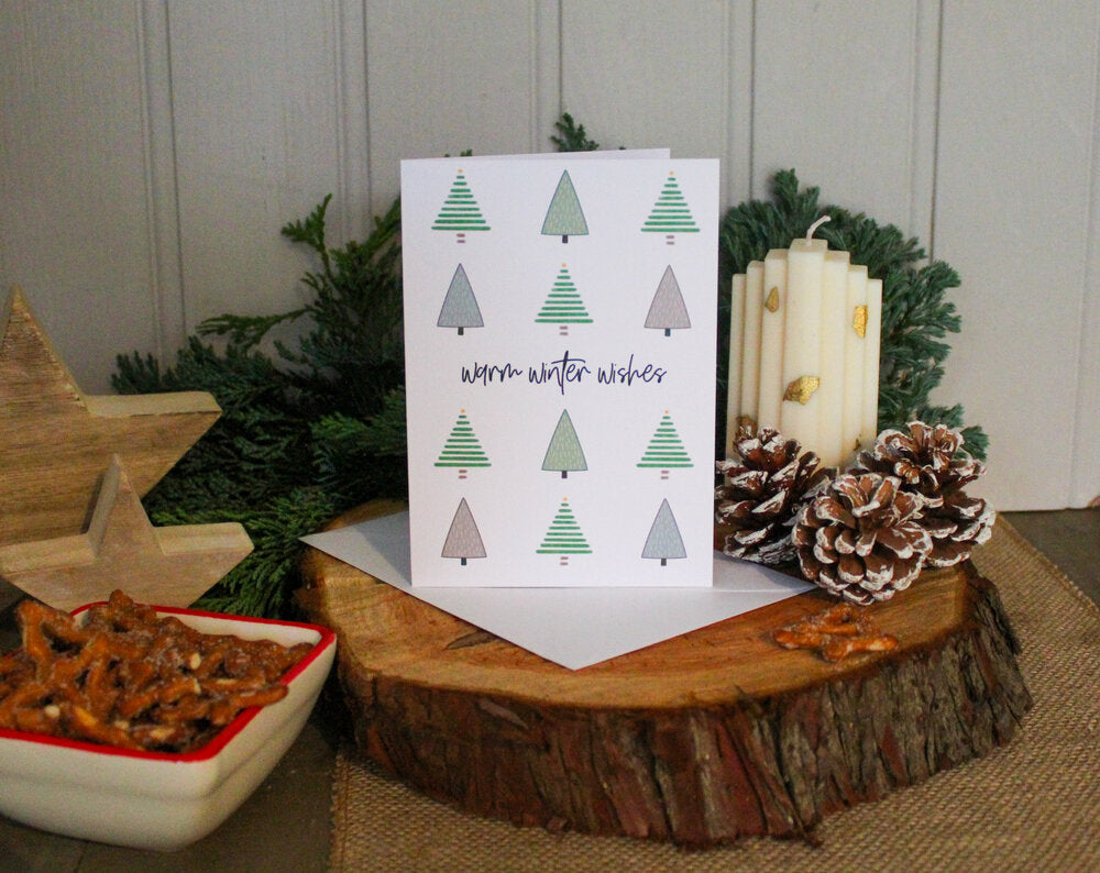 WARM WINTER WISHES CHRISTMAS TREE CHRISTMAS CARD GREETING CARD