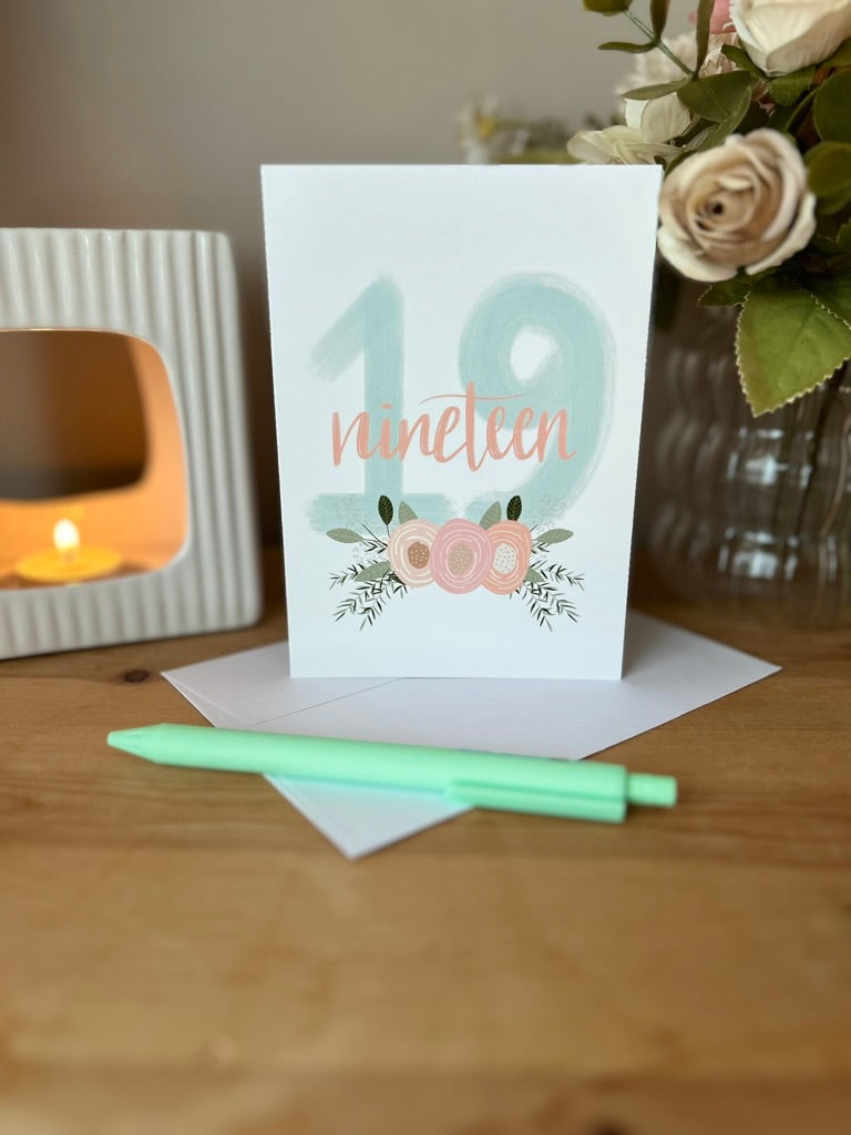 Floral Age Specific Birthday card