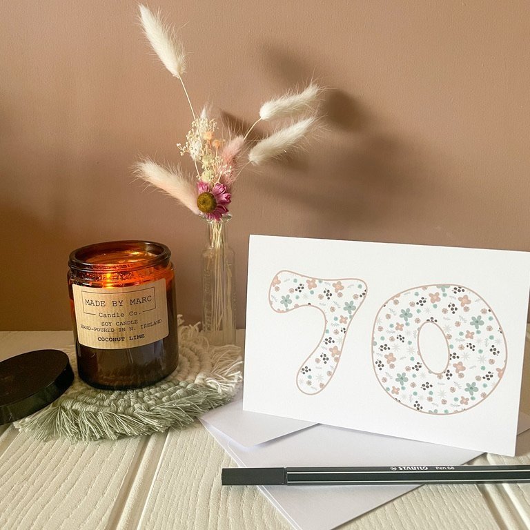 Age 70 birthday card anniversary card. Seventieth 70th birthday