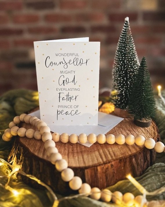 WONDERFUL COUNSELLOR MIGHTY GOD EVERLASTING FATHER PRINCE OF PEACE CHRISTMAS CARD GREETING CARD