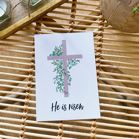 He is Risen - the cross illustration print - Matthew 28:6