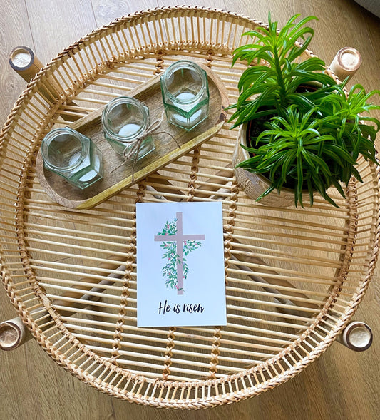 He is Risen - the cross illustration print - Matthew 28:6