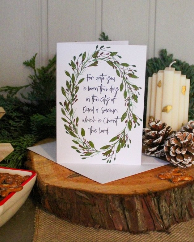 FOR UNTO YOU IS BORN THIS DAY IN THE CITY OF DAVID CHRIST THE LORD CARD GREETING CARD