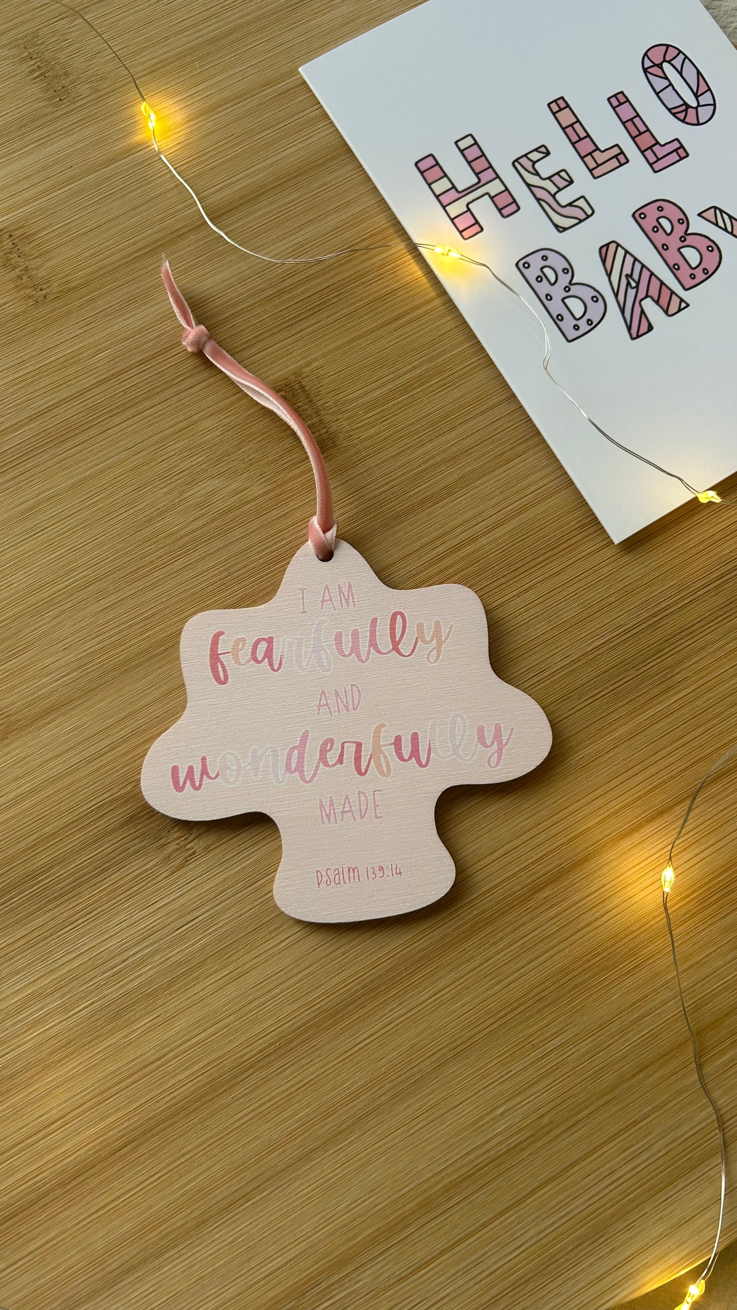 Psalm 139v14 PINK Hanging Decoration