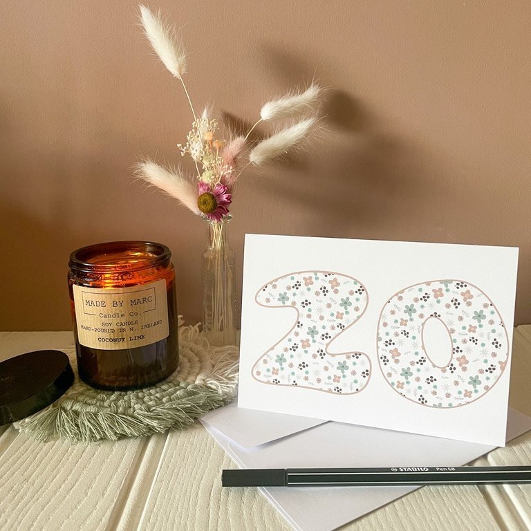 Age 20 birthday card anniversary card. Twentieth 20th birthday